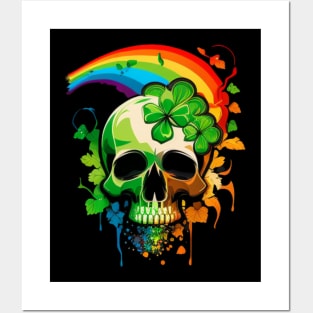 Rainbow skull Posters and Art